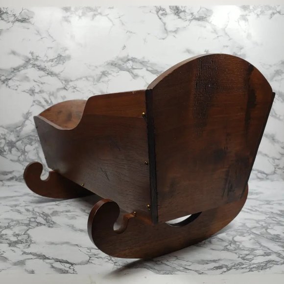 Doll Cradle Solid Wood Handmade Antique - Picture 7 of 9
